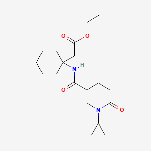 molecular formula C19H30N2O4 B5010296 ethyl (1-{[(1-cyclopropyl-6-oxo-3-piperidinyl)carbonyl]amino}cyclohexyl)acetate 