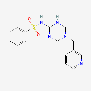 molecular formula C15H17N5O2S B5010410 N-[5-(pyridin-3-ylmethyl)-1,4,5,6-tetrahydro-1,3,5-triazin-2-yl]benzenesulfonamide 