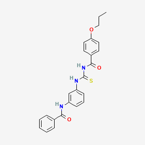 molecular formula C24H23N3O3S B5010581 N-({3-[(phenylcarbonyl)amino]phenyl}carbamothioyl)-4-propoxybenzamide 
