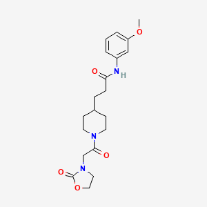 molecular formula C20H27N3O5 B5010712 N-(3-methoxyphenyl)-3-{1-[(2-oxo-1,3-oxazolidin-3-yl)acetyl]-4-piperidinyl}propanamide 