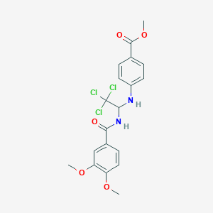 molecular formula C19H19Cl3N2O5 B5010940 Methyl 4-((2,2,2-trichloro-1-((3,4-dimethoxybenzoyl)amino)ethyl)amino)benzoate CAS No. 303061-66-7