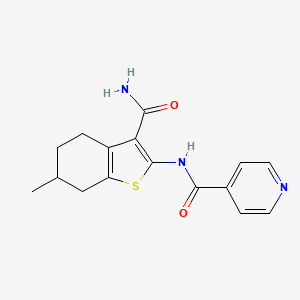 molecular formula C16H17N3O2S B5011098 N-(3-carbamoyl-6-methyl-4,5,6,7-tetrahydro-1-benzothiophen-2-yl)pyridine-4-carboxamide 