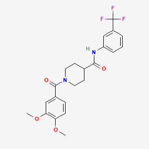 molecular formula C22H23F3N2O4 B5011371 1-(3,4-dimethoxybenzoyl)-N-[3-(trifluoromethyl)phenyl]piperidine-4-carboxamide 