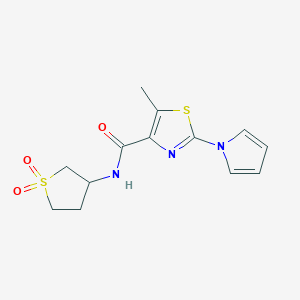 molecular formula C13H15N3O3S2 B5011545 N-(1,1-dioxidotetrahydro-3-thienyl)-5-methyl-2-(1H-pyrrol-1-yl)-1,3-thiazole-4-carboxamide 