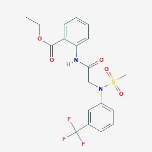 molecular formula C19H19F3N2O5S B5011613 ethyl 2-({N-(methylsulfonyl)-N-[3-(trifluoromethyl)phenyl]glycyl}amino)benzoate 