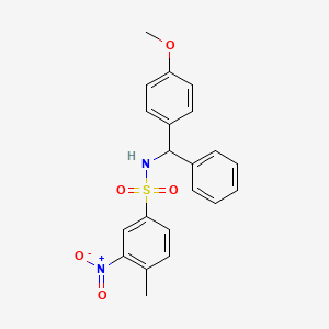 molecular formula C21H20N2O5S B5011846 N-[(4-methoxyphenyl)-phenylmethyl]-4-methyl-3-nitrobenzenesulfonamide 