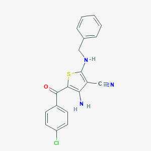 molecular formula C19H14ClN3OS B501185 4-Amino-2-(benzylamino)-5-(4-chlorobenzoyl)thiophene-3-carbonitrile 