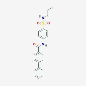 molecular formula C22H22N2O3S B501205 N-{4-[(propylamino)sulfonyl]phenyl}[1,1'-biphenyl]-4-carboxamide 
