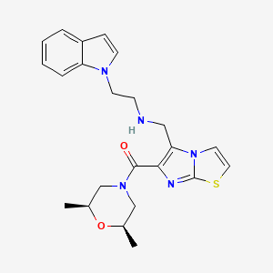 molecular formula C23H27N5O2S B5012087 N-[(6-{[(2R*,6S*)-2,6-dimethyl-4-morpholinyl]carbonyl}imidazo[2,1-b][1,3]thiazol-5-yl)methyl]-2-(1H-indol-1-yl)ethanamine 