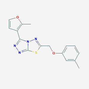molecular formula C16H14N4O2S B501349 3-(2-Methylfuran-3-yl)-6-[(3-methylphenoxy)methyl]-[1,2,4]triazolo[3,4-b][1,3,4]thiadiazole 