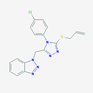 molecular formula C18H15ClN6S B501377 allyl 5-(1H-1,2,3-benzotriazol-1-ylmethyl)-4-(4-chlorophenyl)-4H-1,2,4-triazol-3-yl sulfide 