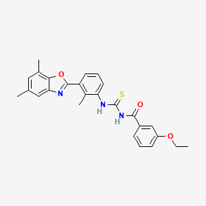 molecular formula C26H25N3O3S B5015270 N-{[3-(5,7-dimethyl-1,3-benzoxazol-2-yl)-2-methylphenyl]carbamothioyl}-3-ethoxybenzamide 