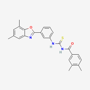 molecular formula C25H23N3O2S B5015286 N-{[3-(5,7-dimethyl-1,3-benzoxazol-2-yl)phenyl]carbamothioyl}-3,4-dimethylbenzamide 
