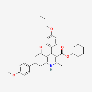 molecular formula C33H39NO5 B5015288 Cyclohexyl 7-(4-methoxyphenyl)-2-methyl-5-oxo-4-(4-propoxyphenyl)-1,4,5,6,7,8-hexahydroquinoline-3-carboxylate 