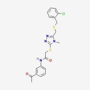 molecular formula C21H21ClN4O2S2 B5015430 N-(3-acetylphenyl)-2-[[5-[(2-chlorophenyl)methylsulfanylmethyl]-4-methyl-1,2,4-triazol-3-yl]sulfanyl]acetamide 