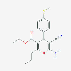molecular formula C19H22N2O3S B5015450 ethyl 6-amino-5-cyano-4-(4-methylsulfanylphenyl)-2-propyl-4H-pyran-3-carboxylate 