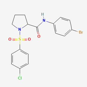 molecular formula C17H16BrClN2O3S B5015470 N-(4-bromophenyl)-1-(4-chlorophenyl)sulfonylpyrrolidine-2-carboxamide 