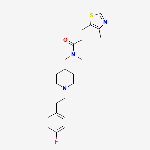 molecular formula C22H30FN3OS B5015554 N-[[1-[2-(4-fluorophenyl)ethyl]piperidin-4-yl]methyl]-N-methyl-3-(4-methyl-1,3-thiazol-5-yl)propanamide 