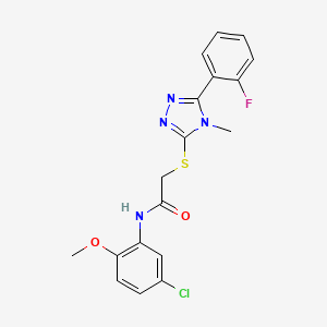 molecular formula C18H16ClFN4O2S B5015572 N-(5-chloro-2-methoxyphenyl)-2-{[5-(2-fluorophenyl)-4-methyl-4H-1,2,4-triazol-3-yl]sulfanyl}acetamide 