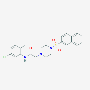 molecular formula C23H24ClN3O3S B501569 N-(5-chloro-2-methylphenyl)-2-(4-(naphthalen-2-ylsulfonyl)piperazin-1-yl)acetamide CAS No. 890599-68-5