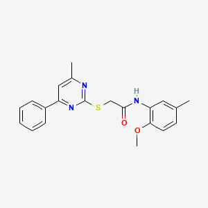 molecular formula C21H21N3O2S B5015695 N-(2-methoxy-5-methylphenyl)-2-[(4-methyl-6-phenylpyrimidin-2-yl)sulfanyl]acetamide 