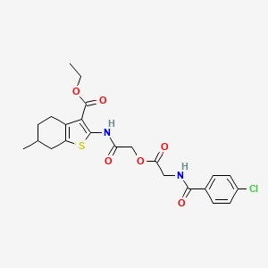 molecular formula C23H25ClN2O6S B5016012 ETHYL 2-[2-({2-[(4-CHLOROPHENYL)FORMAMIDO]ACETYL}OXY)ACETAMIDO]-6-METHYL-4,5,6,7-TETRAHYDRO-1-BENZOTHIOPHENE-3-CARBOXYLATE 