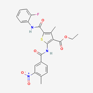 molecular formula C23H20FN3O6S B5016088 Ethyl 5-[(2-fluorophenyl)carbamoyl]-4-methyl-2-(4-methyl-3-nitrobenzamido)thiophene-3-carboxylate 