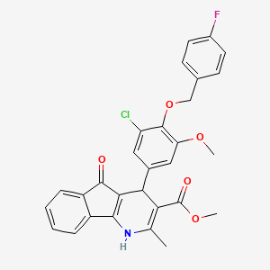 molecular formula C29H23ClFNO5 B5016247 Methyl 4-[3-chloro-4-[(4-fluorophenyl)methoxy]-5-methoxyphenyl]-2-methyl-5-oxo-1,4-dihydroindeno[1,2-b]pyridine-3-carboxylate 