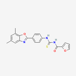 molecular formula C21H17N3O3S B5016365 N-{[4-(5,7-dimethyl-1,3-benzoxazol-2-yl)phenyl]carbamothioyl}furan-2-carboxamide 