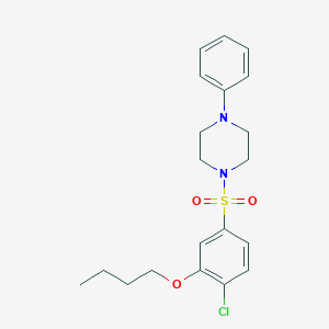 molecular formula C20H25ClN2O3S B501656 butyl 2-chloro-5-[(4-phenyl-1-piperazinyl)sulfonyl]phenyl ether 
