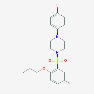 molecular formula C20H25FN2O3S B501659 2-{[4-(4-fluorophenyl)-1-piperazinyl]sulfonyl}-4-methylphenyl propyl ether 