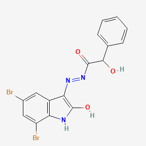molecular formula C16H11Br2N3O3 B5016793 N'-[(3E)-5,7-dibromo-2-oxo-1,2-dihydro-3H-indol-3-ylidene]-2-hydroxy-2-phenylacetohydrazide 