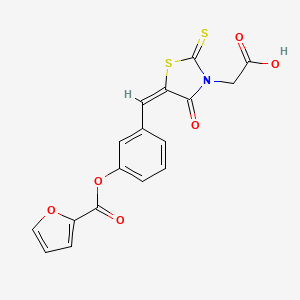molecular formula C17H11NO6S2 B5016804 2-[(5E)-5-[[3-(furan-2-carbonyloxy)phenyl]methylidene]-4-oxo-2-sulfanylidene-1,3-thiazolidin-3-yl]acetic acid 