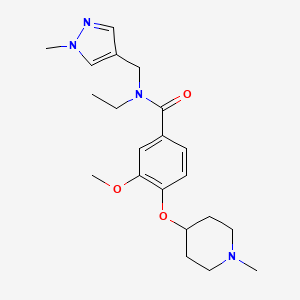 molecular formula C21H30N4O3 B5017036 N-ethyl-3-methoxy-4-(1-methylpiperidin-4-yl)oxy-N-[(1-methylpyrazol-4-yl)methyl]benzamide 