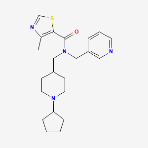 molecular formula C22H30N4OS B5017661 N-[(1-cyclopentylpiperidin-4-yl)methyl]-4-methyl-N-(pyridin-3-ylmethyl)-1,3-thiazole-5-carboxamide 