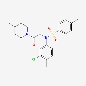 molecular formula C22H27ClN2O3S B5018016 N-(3-CHLORO-4-METHYLPHENYL)-4-METHYL-N-[2-(4-METHYLPIPERIDIN-1-YL)-2-OXOETHYL]BENZENE-1-SULFONAMIDE 