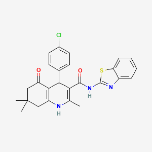molecular formula C26H24ClN3O2S B5018213 N-(1,3-Benzothiazol-2-YL)-4-(4-chlorophenyl)-2,7,7-trimethyl-5-oxo-1,4,5,6,7,8-hexahydroquinoline-3-carboxamide 