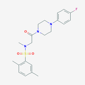 molecular formula C21H26FN3O3S B5018392 N-[2-[4-(4-fluorophenyl)piperazin-1-yl]-2-oxoethyl]-N,2,5-trimethylbenzenesulfonamide 