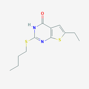 molecular formula C12H16N2OS2 B501887 2-(butylsulfanyl)-6-ethylthieno[2,3-d]pyrimidin-4(3H)-one 