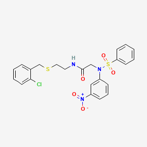 molecular formula C23H22ClN3O5S2 B5019126 N-(2-{[(2-CHLOROPHENYL)METHYL]SULFANYL}ETHYL)-2-[N-(3-NITROPHENYL)BENZENESULFONAMIDO]ACETAMIDE 