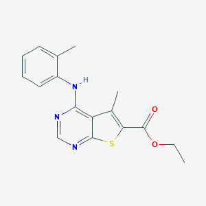 molecular formula C17H17N3O2S B501916 Ethyl 5-methyl-4-(2-toluidino)thieno[2,3-d]pyrimidine-6-carboxylate 