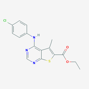 molecular formula C16H14ClN3O2S B501918 Ethyl 4-(4-chloroanilino)-5-methylthieno[2,3-d]pyrimidine-6-carboxylate 