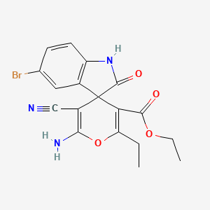 molecular formula C18H16BrN3O4 B5019507 ethyl 6'-amino-5-bromo-5'-cyano-2'-ethyl-2-oxospiro[1H-indole-3,4'-pyran]-3'-carboxylate 