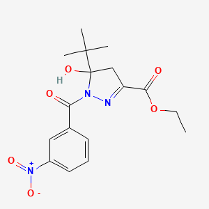 B5019769 ethyl 5-tert-butyl-5-hydroxy-1-(3-nitrobenzoyl)-4,5-dihydro-1H-pyrazole-3-carboxylate CAS No. 5657-57-8