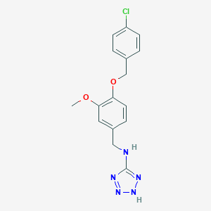 molecular formula C16H16ClN5O2 B502019 N-[[4-[(4-chlorophenyl)methoxy]-3-methoxyphenyl]methyl]-2H-tetrazol-5-amine 