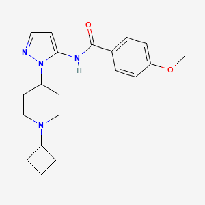 molecular formula C20H26N4O2 B5020453 N-[2-(1-cyclobutylpiperidin-4-yl)pyrazol-3-yl]-4-methoxybenzamide 