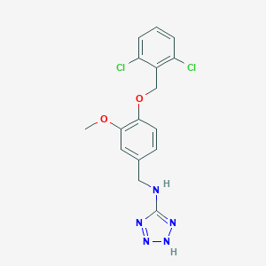 molecular formula C16H15Cl2N5O2 B502066 N-{4-[(2,6-dichlorobenzyl)oxy]-3-methoxybenzyl}-1H-tetrazol-5-amine 