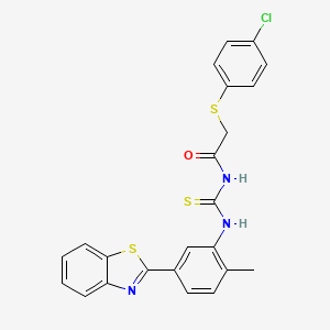 molecular formula C23H18ClN3OS3 B5020810 N-{[5-(1,3-benzothiazol-2-yl)-2-methylphenyl]carbamothioyl}-2-[(4-chlorophenyl)sulfanyl]acetamide 
