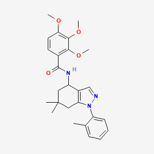 molecular formula C26H31N3O4 B5020897 N-[6,6-dimethyl-1-(2-methylphenyl)-5,7-dihydro-4H-indazol-4-yl]-2,3,4-trimethoxybenzamide 