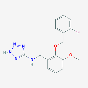 molecular formula C16H16FN5O2 B502093 N-{2-[(2-fluorobenzyl)oxy]-3-methoxybenzyl}-1H-tetrazol-5-amine CAS No. 878713-91-8